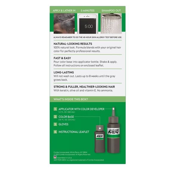 Just for Men Shampoo In Hair Color H-60 JET BLACK, 3-Pack - Picture 2 of 6